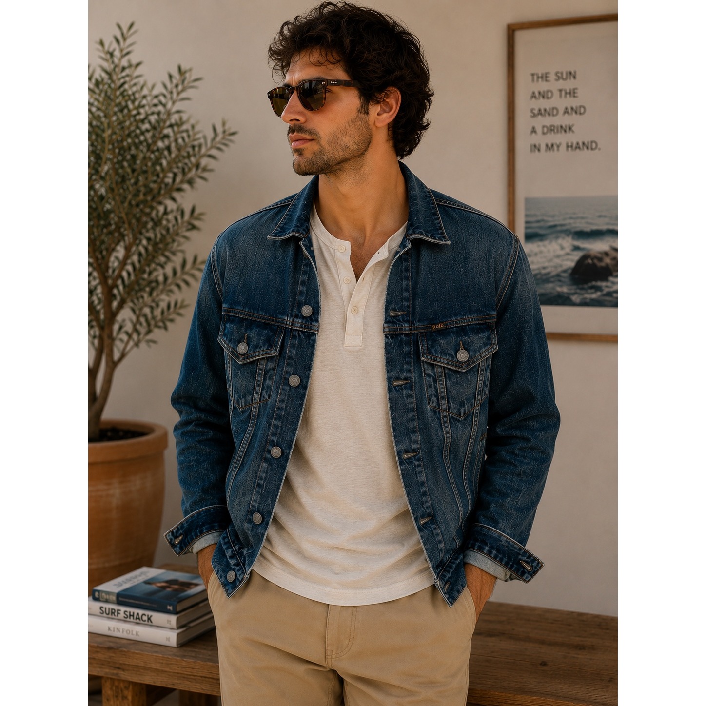 Polo Ralph Lauren Denim Trucker Dark Wash Blue Jacket Mens Small